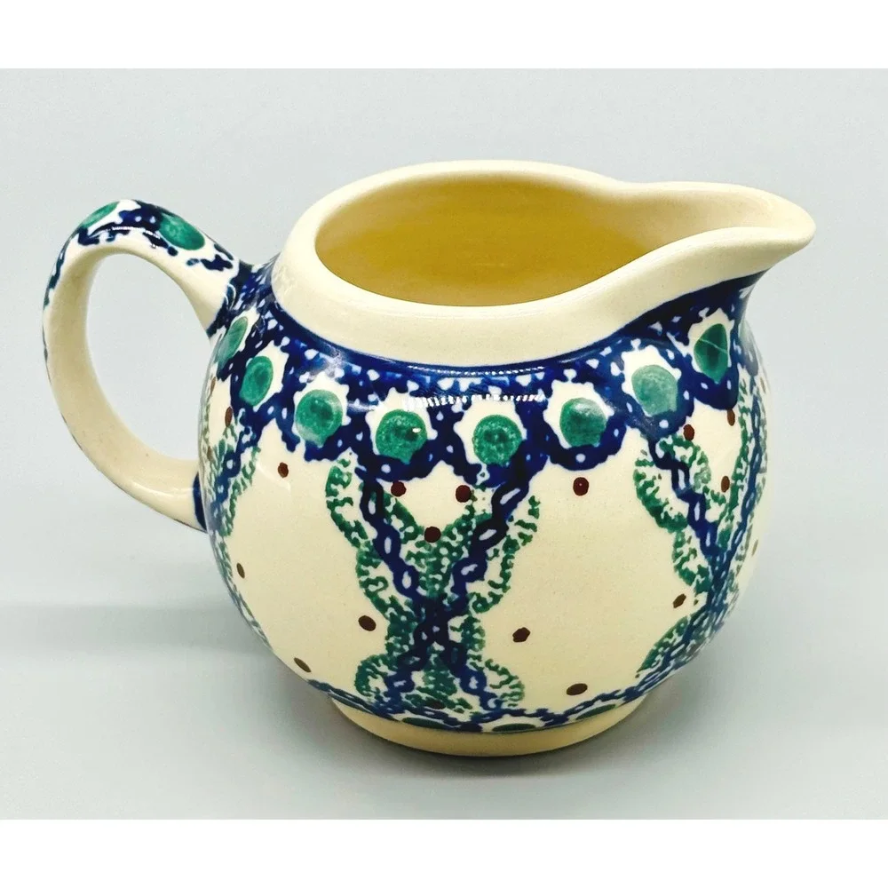 Boleslawiec Creamer‎ and Sugar Bowl Set Mediterranean Wave Polish Pottery